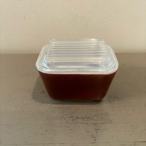 VTG Pyrex Old Orchard Brown Refrigerator Dish With Lid